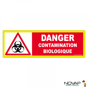 Panneau Danger contamination biologique - haute visibilité - 450x150mm - Novap