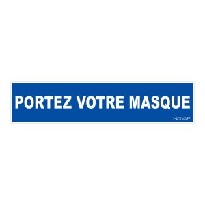 Panneau Portez votre masque - Rigide 330x75mm - 4120645