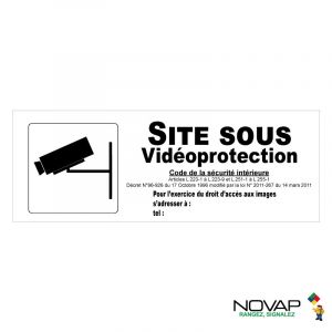 Panneau Site sous vidéoprotection avec pictogramme - Rigide 330x120mm - Novap