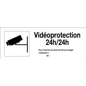 Panneau Surveillance vidéo 24h/24h avec picto Sans DECRET - Rigide 330x120mm - 4140919