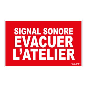 Panneau Signal sonore évacuer l'atelier - Rigide 330x200mm - 4161112