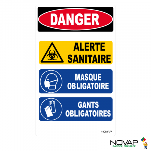 Panneau Danger alerte sanitaire - 200x330mm - Novap