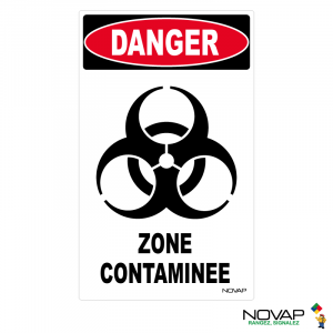 Panneau Danger zone contaminée - 200x330mm - Novap