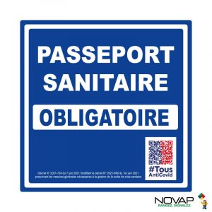 Panneau Pass sanitaire obligatoire - Rigide 200x200mm - Novap