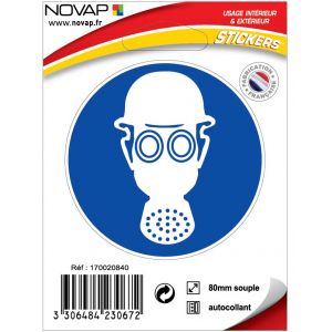 Panneau Masque de protection et casque obligatoire - Vinyle adhésif Ø80mm - 4230672