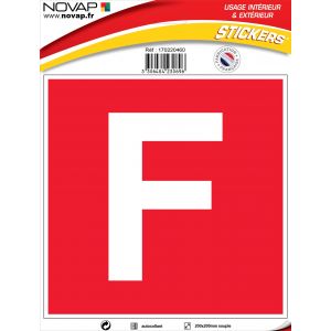 Panneau F (fond rouge, lettre blanche) - Vinyle adhésif 200x200mm - 4230696