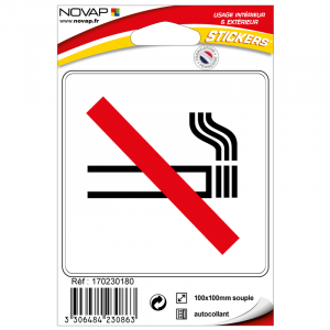 Pictogramme adhésif  - Interdiction de fumer - Zone non fumeur - Novap