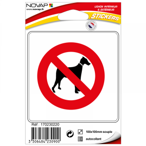 Pictogramme adhésif - Interdit aux chiens - Novap