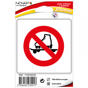Pictogramme adhésif - Roller et skateboard interdit - Novap