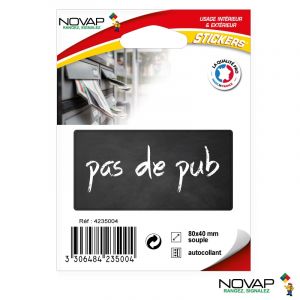 Sticker Pas de publicité - modèle ardoise - 80 x 40 mm - Novap