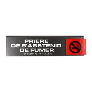 Plaquette de porte Priére de s'abstenir de fumer - Europe design 175x45mm - 4261164