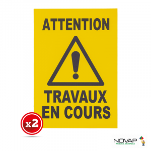 Lot de 2 plaques modulable jaune - travaux en cours - Novap