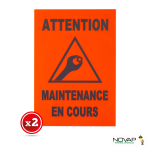 Lot de 2 plaques modulable Orange fluo - Maintenance en cours - Novap