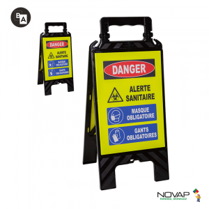 Chevalet modulable noir - Danger Alerte sanitaire - Novap
