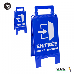 Chevalet de signalisation modulable Bleu - Entrée & Sortie - Novap