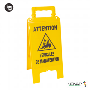 Chevalet de signalisation modulable jaune - Attention véhicules de manutention - Novap