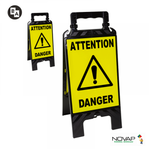 Chevalet modulable noir - Attention Danger avec logo - Novap