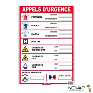 Panneau appels d'urgence 460X320mm - Novap