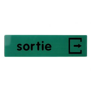 Plaquette de porte Sortie avec flèche - Plexiglas couleur 170x45mm - 4321370