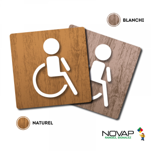 Plaquettes 90x90mm - Toilettes handicapes - Wood | NOVAP