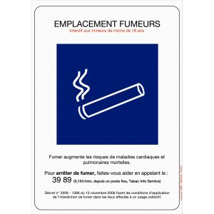 Panneau Emplacement fumeurs - Rigide A4 - 4600031