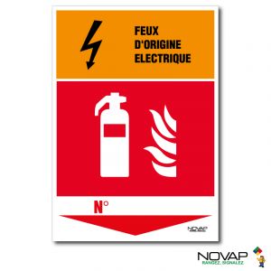 Panneau Extincteur feu d'origine électrique - Rigide A5 - Novap