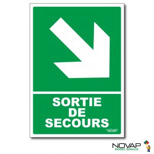 Panneau Sortie de secours en bas à droite - Rigide A5 - Novap