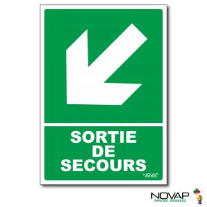 Panneau Sortie de secours en bas à gauche - Rigide A5 - Novap