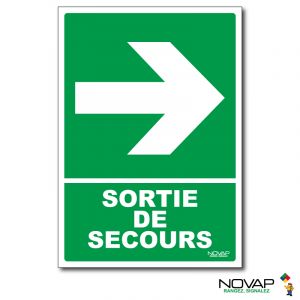 Panneau Sortie de secours à droite - Rigide A5 - Novap