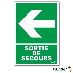 Panneau Sortie de secours à gauche - Rigide A5 - Novap