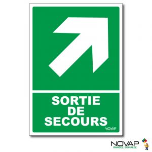 Panneau Sortie de secours en haut à droite - Rigide A5 - Novap