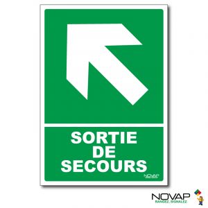 Panneau Sortie de secours en haut à gauche - Rigide A5 - Novap