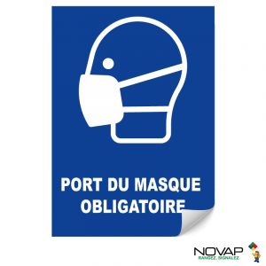 Panneau Masque de protection obligatoire - Adhésif A4 - Novap