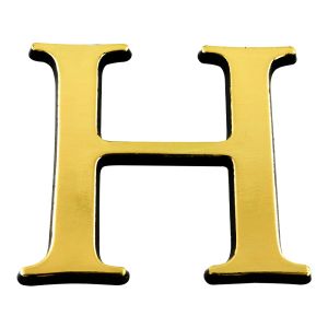 Lettre H en relief autocollant - Or