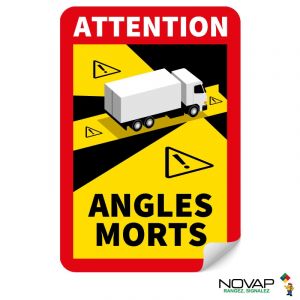 Panneau Angles morts pour camion - Adhésif 250 x 170 mm - Novap