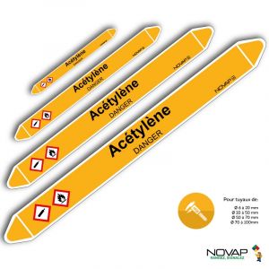 Marqueurs de tuyauterie - Acétylène - Novap