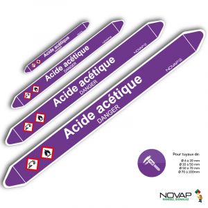 Marqueurs de tuyauterie - Acide Acétique - Novap 