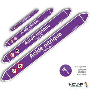 Marqueurs de tuyauterie - Acide Nitrique - Novap 