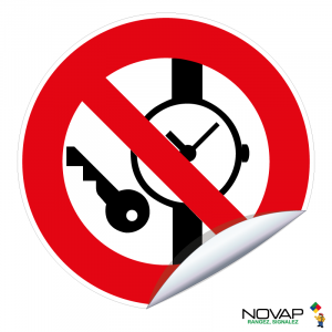 Adhésif articles métalliques ou montres interdits - Novap