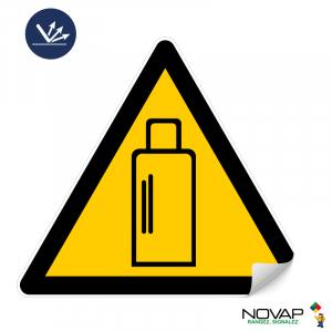 Panneau adhésif Danger présence de bouteilles de gaz - Classe 2 - Triangle 100mm - Novap