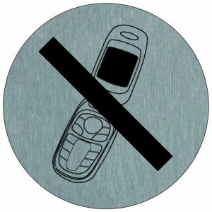 Plaquette de porte Téléphone portable interdit - Aluminium brosse Ø75mm - 4383170
