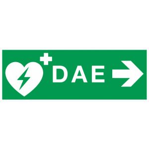 Panneau D.A.E. avec flèche à droite - horizontal - Rigide 330x120mm - 4140940