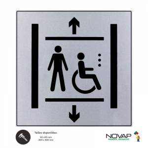 Plaquette Ascenseur accessible aux handicapés - ISO 7001 - NOVAP