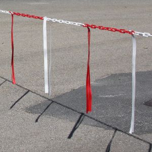 Barrières de chaînes Ø 6mm avec Bandelettes doubles - Rouge/Blanc - Novap