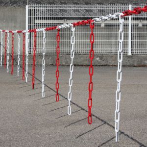 Barrières de chaînes Ø 6mm avec morceaux de chaînes - Rouge/Blanc - Novap
