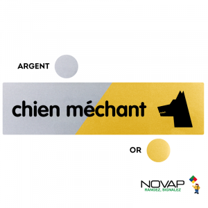 Plaquette Chien méchant 170x45 - Argent & Or - NOVAP