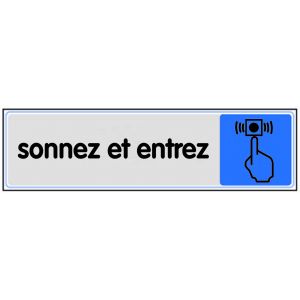 Plaquette de porte Sonnez et entrez - Plexiglas couleur 170x45mm - 4033563