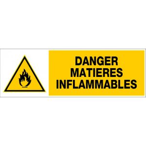 Panneau Danger matières inflammables - Rigide 450x150mm - 4030708