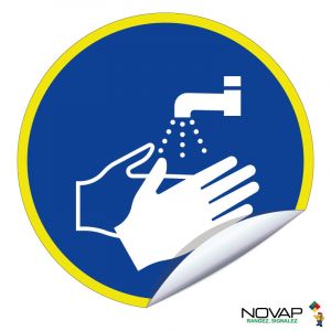 Adhésifs Lavage des mains obligatoire - haute visibilité - Novap