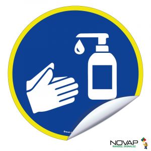 Adhésifs Lavage des mains avec gel hydroalcoolique - haute visibilité - Novap